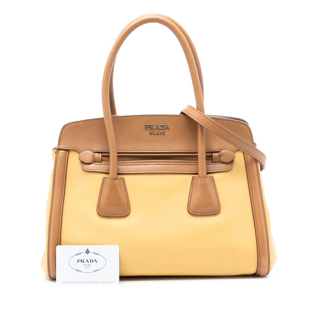 Pre-Loved Prada Bicolor Saffiano Cuir Trimmed Leather Satchel - Picture 8 of 8